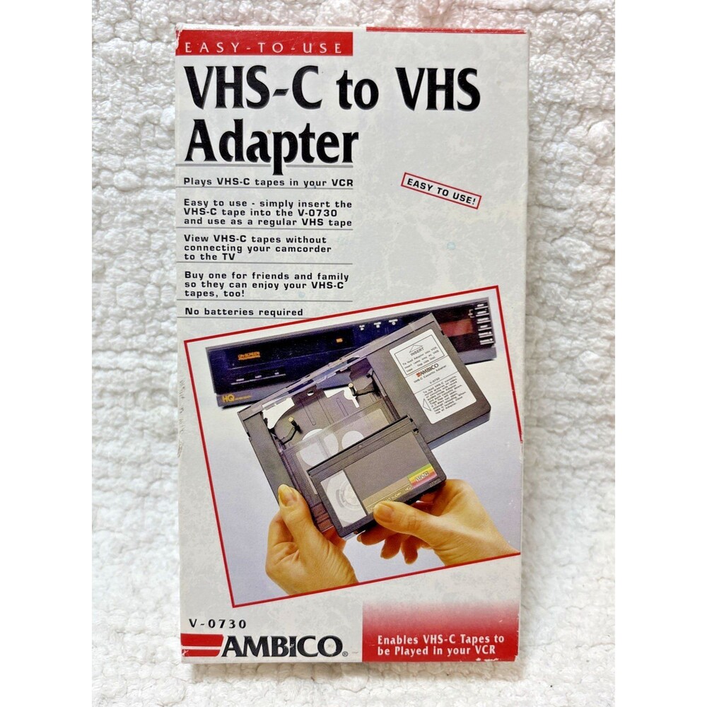 Ambico VHS-C Video Cassette Adapter for Camcorder Tapes to VHS format VCR V-0730